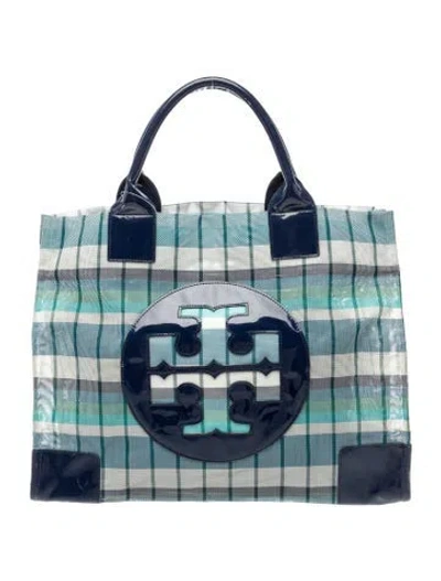 Pre-owned Tory Burch Pvc Top Handle Bag In Blue