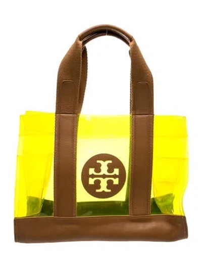Pre-owned Tory Burch Pvc Top Handle Bag In Yellow