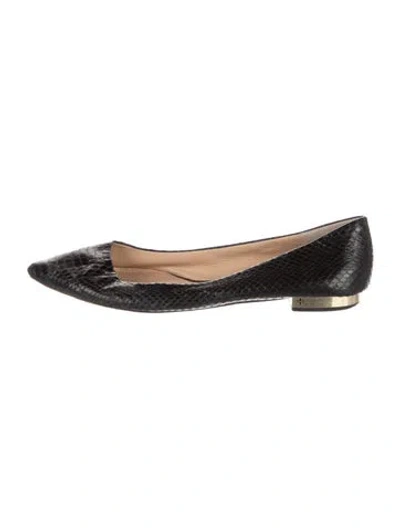 Pre-owned Tory Burch Python Animal Print Ballet Flats In Black