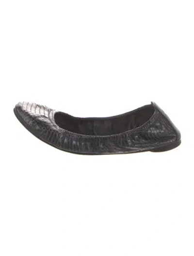 Pre-owned Tory Burch Python Ballet Flats In Black