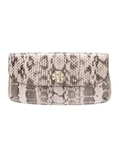 Pre-owned Tory Burch Python Clutch W/ Tags In Multi