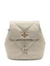 Tory Burch Quilted Backpack With Adjustable Shoulder Straps In Gray