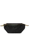 Tory Burch Fleming Soft Quilted Leather Belt Bag In Black