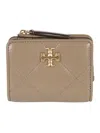 Tory Burch Quilted Buttoned Wallet In Beige