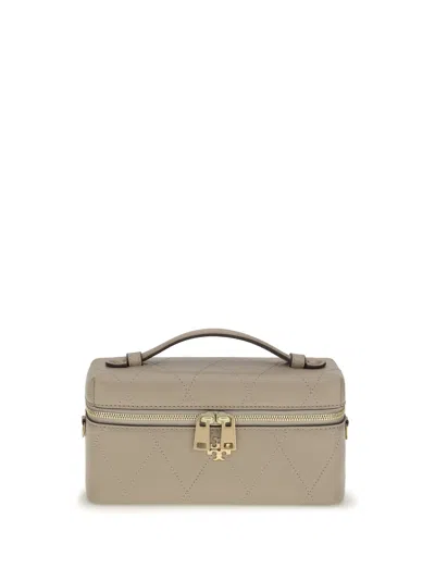 Tory Burch Quilted Calf Leather Clutch In Beige