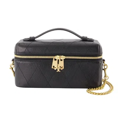 Tory Burch Quilted Calfskin Vanity Case In Black
