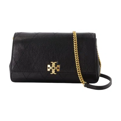 Tory Burch Quilted Calfskin Wallet In Black