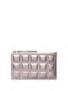 Tory Burch Fleming Metallic Square Quilt Zip Card Case In Pink