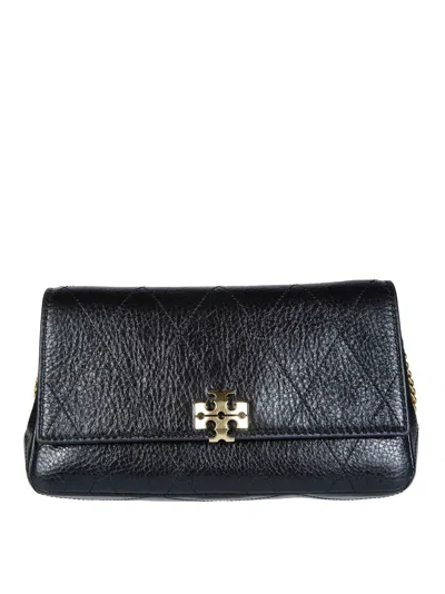Tory Burch Quilted Chain Mini Wallet In Black