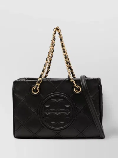 Tory Burch Quilted Chain Strap Mini Tote In Black