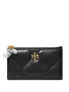 Tory Burch Quilted Charm Zip Card Case In Black