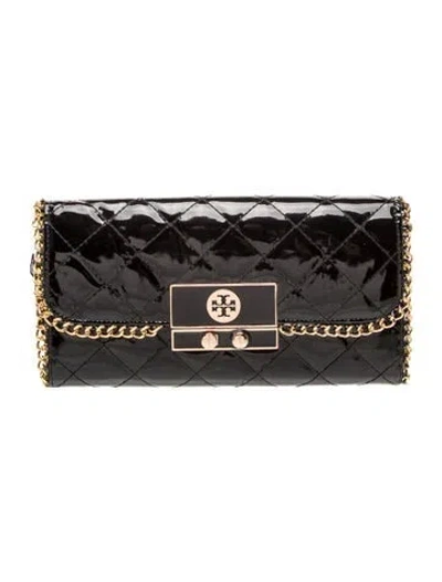 Pre-owned Tory Burch Quilted Clutch In Black