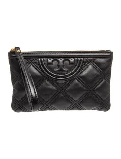 Pre-owned Tory Burch Quilted Clutch In Black