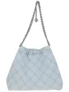 Tory Burch 'fleming' Grey Diamond Quilted Shoulder Bag With Chain-link Handles In Leather Woman In Gray