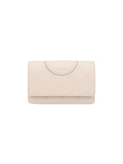 Tory Burch Quilted Flap Clutch In White