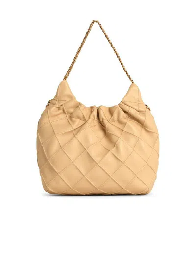 Tory Burch Quilted Leather Bucket Bag In Beige