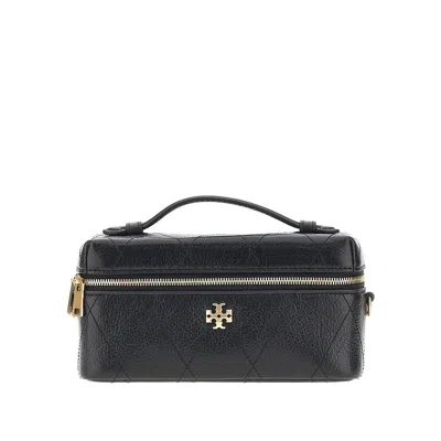 Tory Burch Quilted Leather 'charlie' Beauty Case Bag In Blue