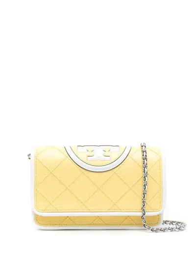 Tory Burch Quilted Leather Crossbody Bag In Gelb