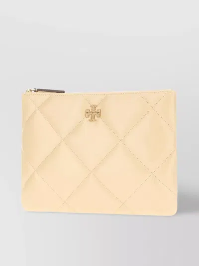Tory Burch Quilted Leather Kira Pouch In Yellow