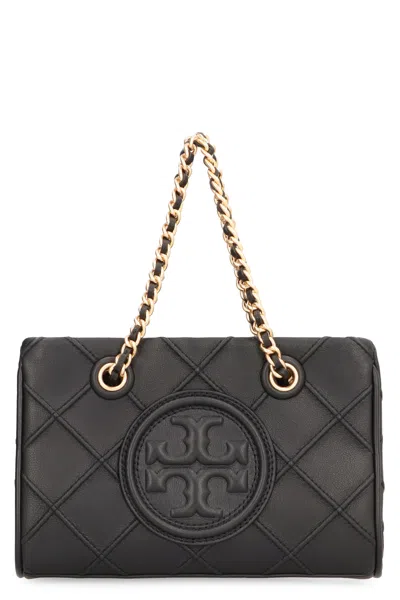 Tory Burch Quilted Leather Mini Chain Tote Handbag In Black