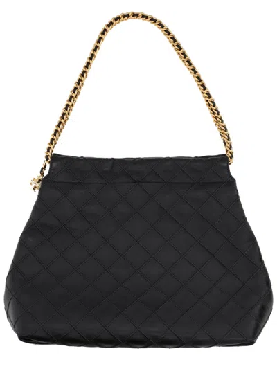 Tory Burch Quilted Leather Shoulder Bag With Chain Strap In Black