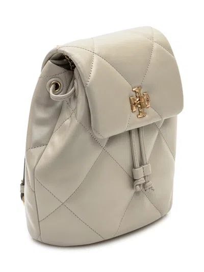 Tory Burch Quilted Mini Backpack With Intricate Details In Light Stone