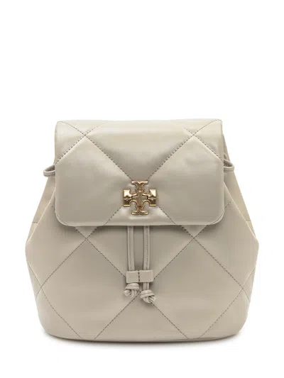 Tory Burch Quilted Mini Backpack With Intricate Details In Light Stone