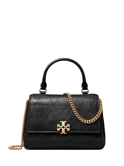 Tory Burch Mini Charlie Quilted Top-handle Cross Body Bag In Black