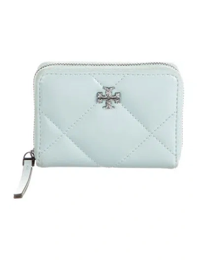 Pre-owned Tory Burch Quilted Pattern Leather Wallet In Blue