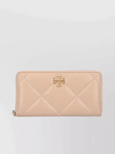Tory Burch Quilted Pattern Leather Wallets In Neutral