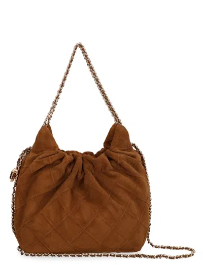 Tory Burch Quilted Suede Chain Shoulder Bag In Brown