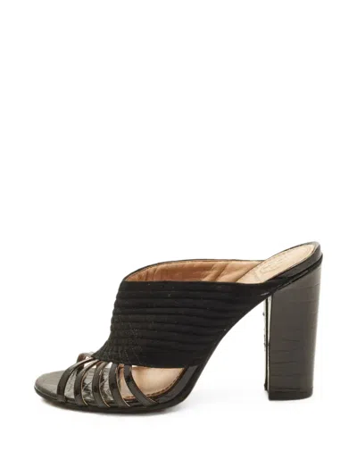 Pre-owned Tory Burch Quilted Suede Sandals In Black