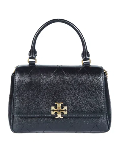 Tory Burch Quilted Top Handle Chain Wallet In Black