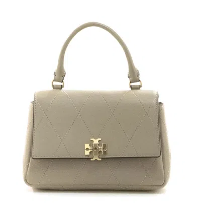 Tory Burch Quilted Top Handle Chain Wallet In Soft Cement