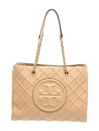 Pre-owned Tory Burch Quilted Tote In Neutrals