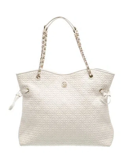 Pre-owned Tory Burch Quilted Tote In Neutrals