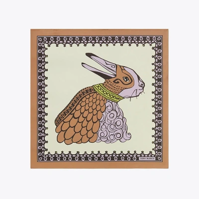 Tory Burch Rabbit Duck Mirage Neckerchief In Brown/purple