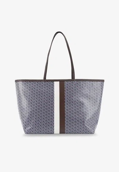 Tory Burch Racer Coated Canvas Tote Bag In Gray