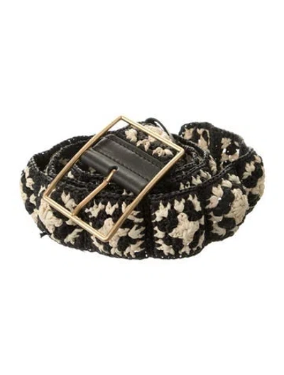 Pre-owned Tory Burch Raffia Belt In Black