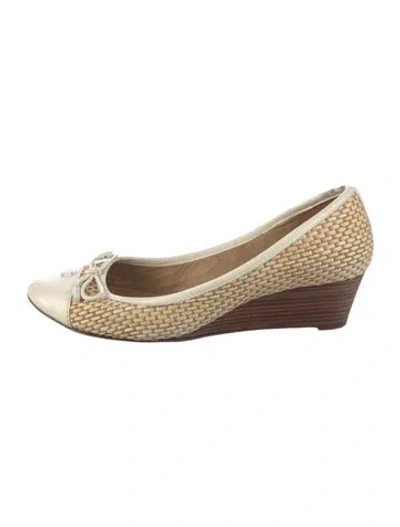 Pre-owned Tory Burch Raffia Bow Accents Pumps