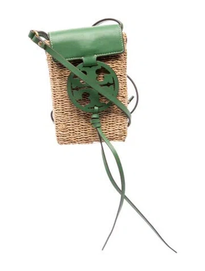 Pre-owned Tory Burch Raffia Bucket Bag In Neutral