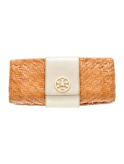 Pre-owned Tory Burch Raffia Clutch In Brown/neutrals