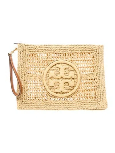 Pre-owned Tory Burch Raffia Clutch In Neutrals