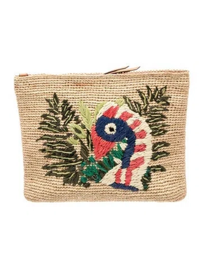 Pre-owned Tory Burch Raffia Clutch In Neutrals