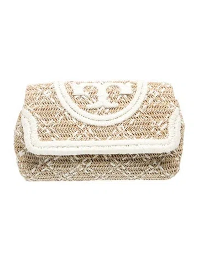 Pre-owned Tory Burch Raffia Clutch In Neutrals