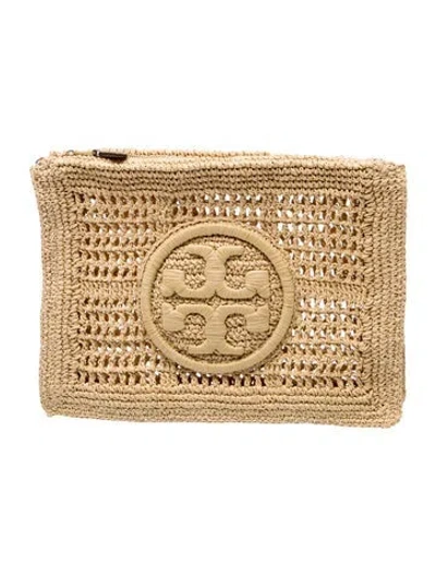Pre-owned Tory Burch Raffia Clutch In Neutrals