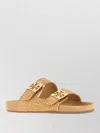 Tory Burch Mellow Logo-embellished Raffia And Leather Sandals In Brown