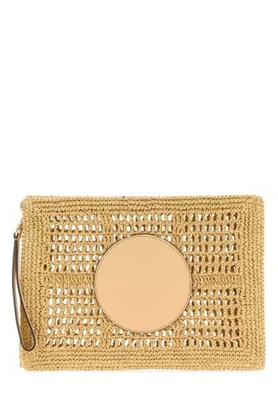 Tory Burch Raffia Ella Clutch Bag In Beige O Tan