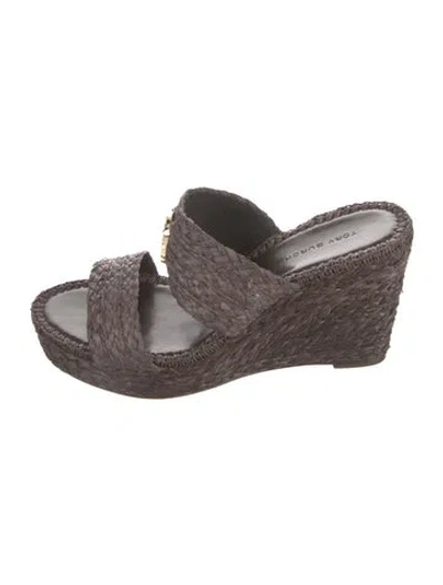 Pre-owned Tory Burch Raffia Espadrilles In Brown