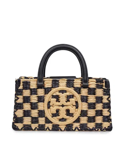 Tory Burch Raffia Handbag In Black/natural